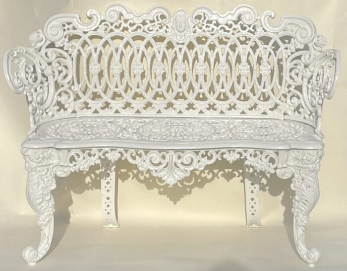 white cast iron rococo garden bench early 20th century 0036