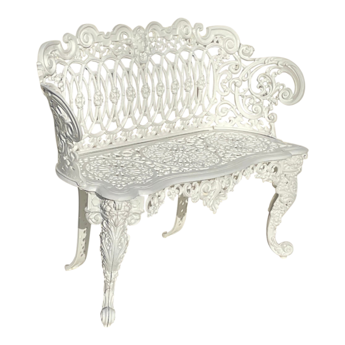 white cast iron rococo garden bench early 20th century 4642