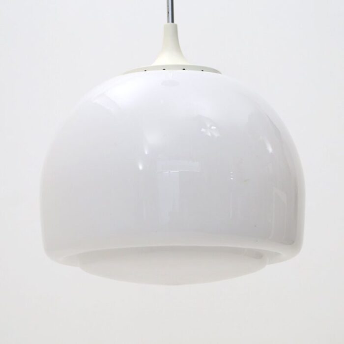 white glass elisse chandelier by claudio salocchi for lumenform 1970s 3