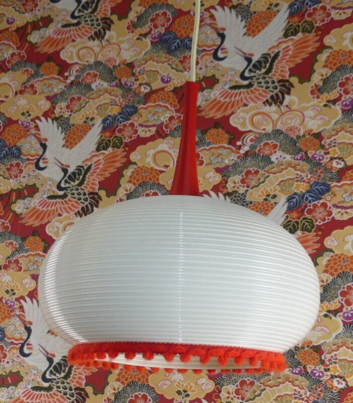 white red ceiling lamp 1970s 3