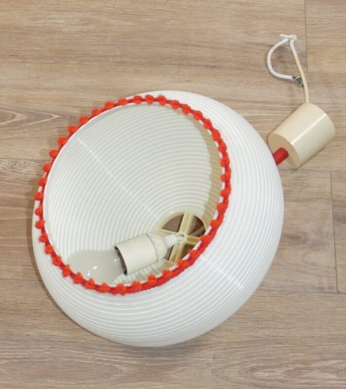 white red ceiling lamp 1970s 5