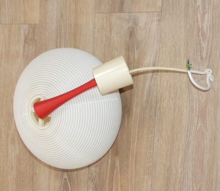 white red ceiling lamp 1970s 6