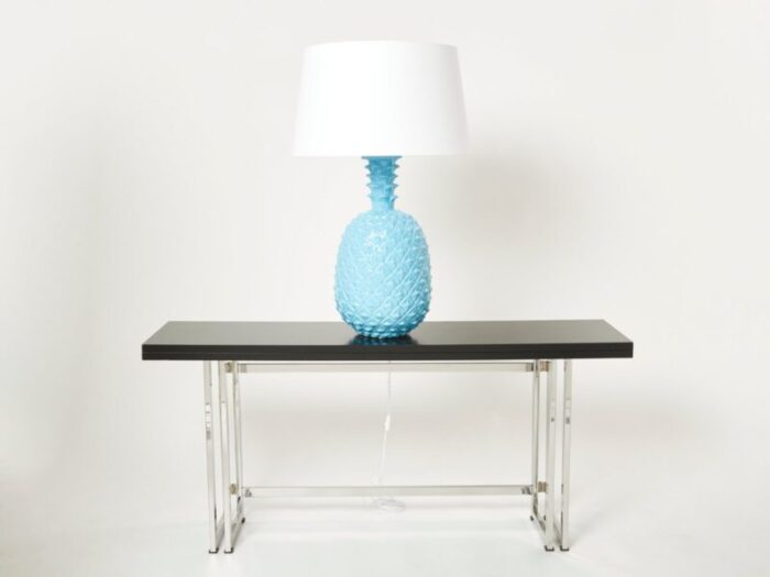 xl blue ceramic pineapple table lamp by tommaso barbi 1970s 2