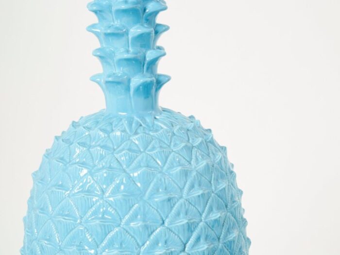 xl blue ceramic pineapple table lamp by tommaso barbi 1970s 6