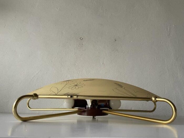 xl retro gold metal frame ceiling or wall lamp from erco germany 1950s 7