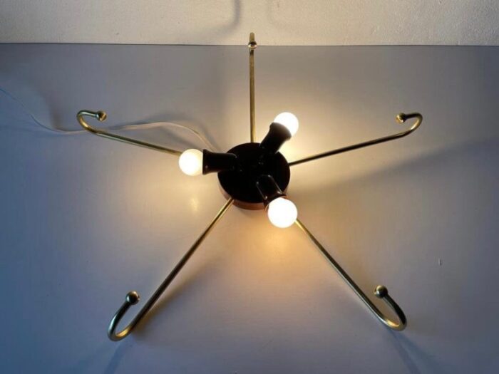 xl retro gold metal frame ceiling or wall lamp from erco germany 1950s 8