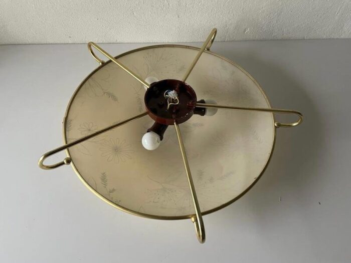 xl retro gold metal frame ceiling or wall lamp from erco germany 1950s 9